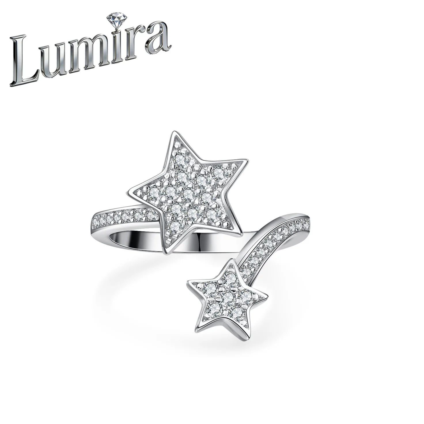 

Кольцо Lumira Platinum PT950 с муассанитом, полностью инкрустированное, в форме звезды и луны, женское, 1 карат, рождественский подарок, изысканное ювелирное украшение