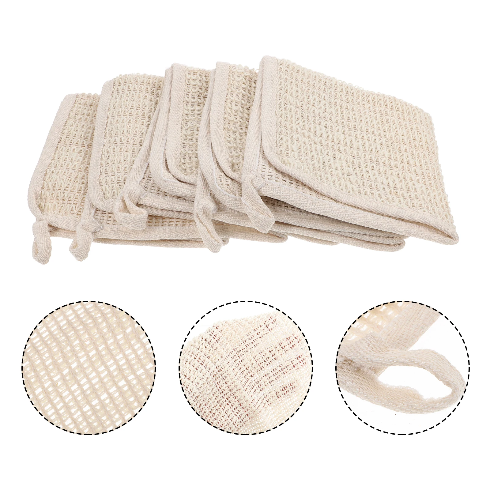 

5Pcs Exfoliating Shower Towel Linen Square Bathing Body Face Washing Back Scrubber Soft Thick Shower Bathing Supplies