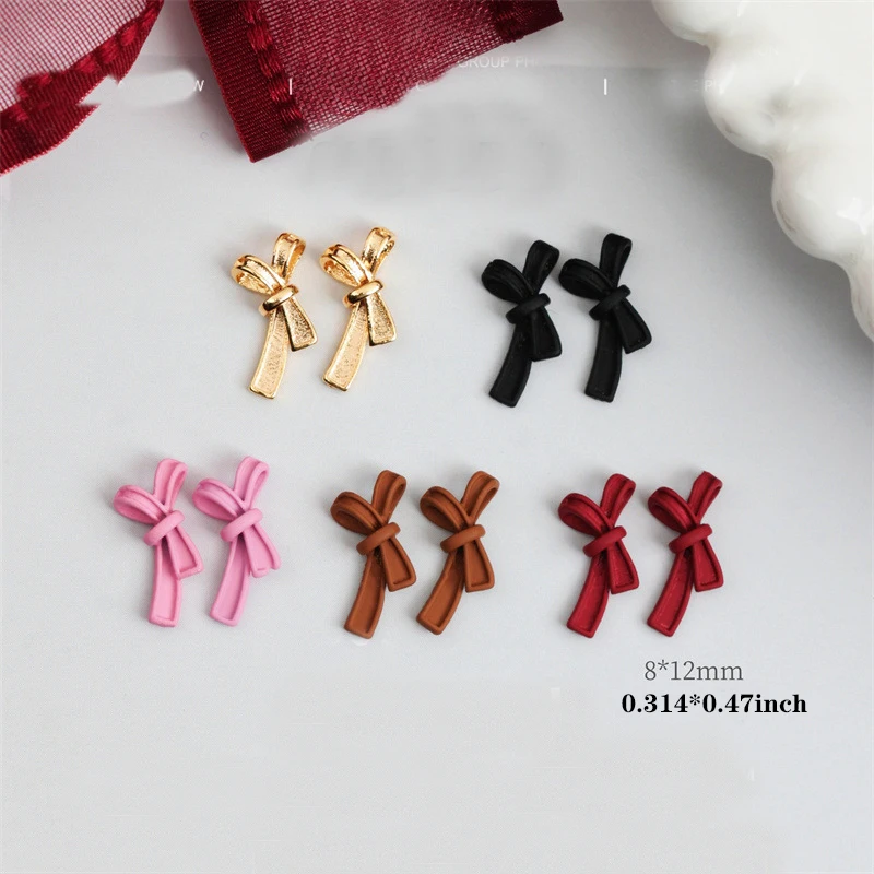 White Black Ribbon Parts Bowknot Resin Nail Charms Jewelry Nails Rhinestone 3D Decorations Manicure Design Japanese Accessories