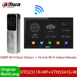 Dahua-Kit de sistema de intercomunicación PoE, Monitor táctil de 10 pulgadas, wifi, VTH5341G-W, vídeo inalámbrico, timbre, estación de VTO2311R-WP, 1080P