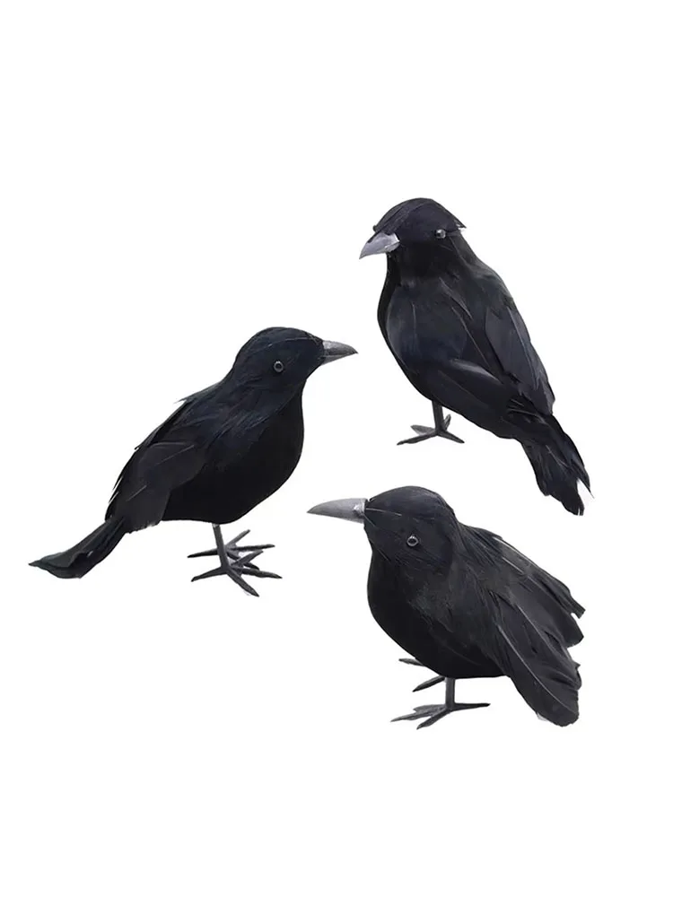 Halloween-Dekorationen, schwarze Krähe, Simulation gefälschter Rabenvogel-Requisiten, Halloween-Spukhaus, Garten, Hofdekorationen im Freien – Detail 7