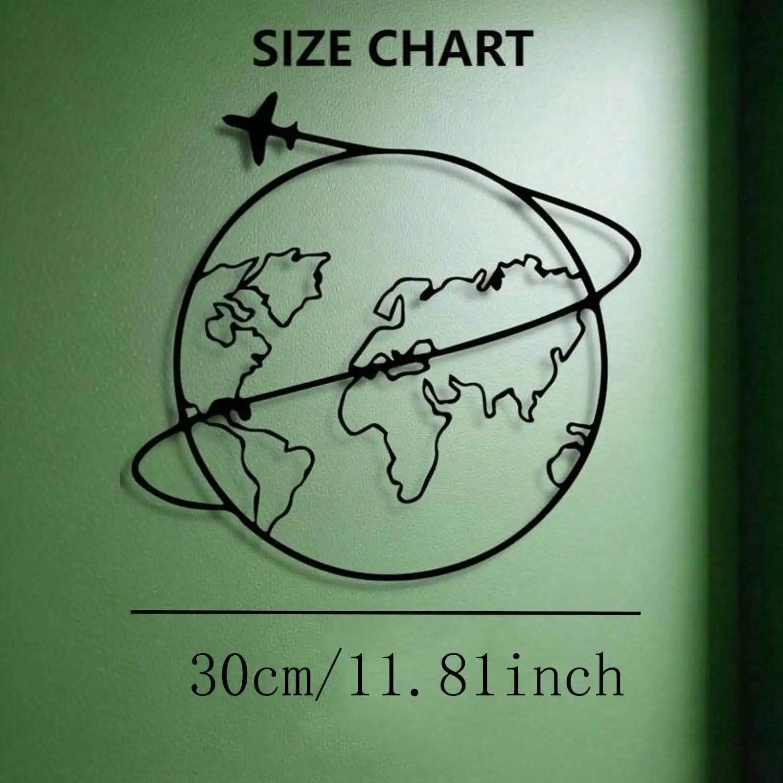 Modern Metal World Map Wall Art with Airplane Minimalist Iron Decor for Living Room Office Travel Gift