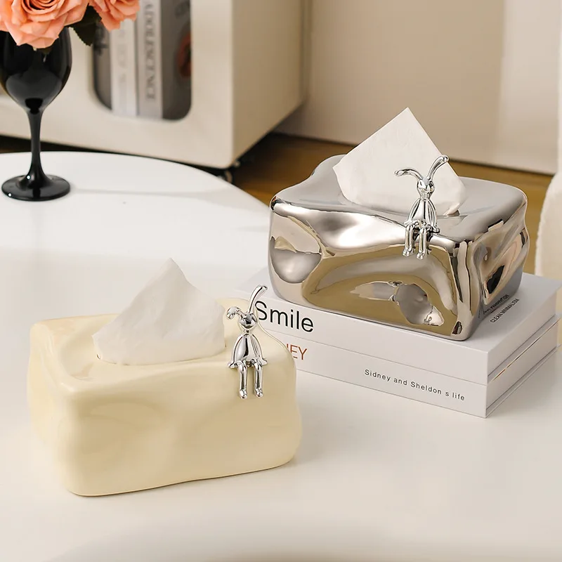 Creative Glacier Ceramic Tissue Box Premium Luxury Unique Tissue Holder for Living Room Coffee Table Desktop Home Decor view 4