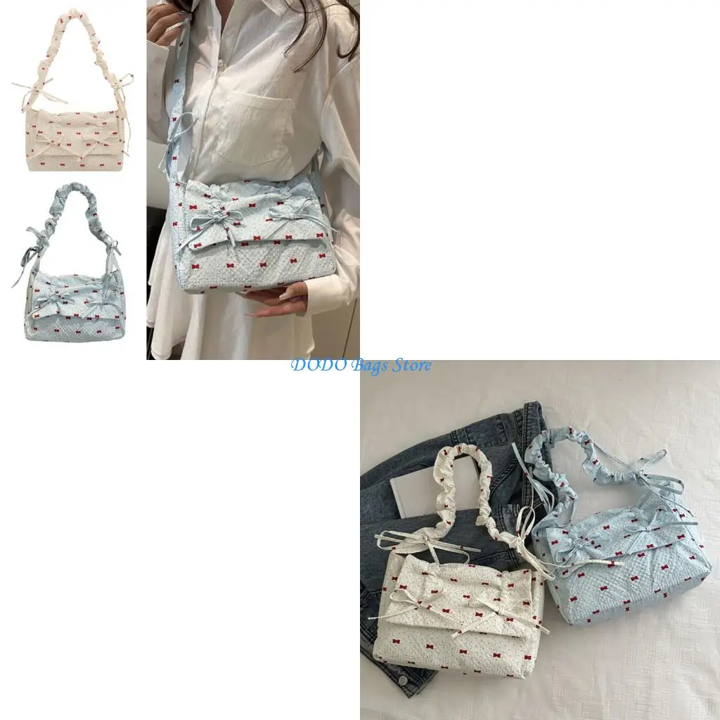 

Elegant Ruffled Floral Design Shoulder Bag Adjustable Crossbody Purse