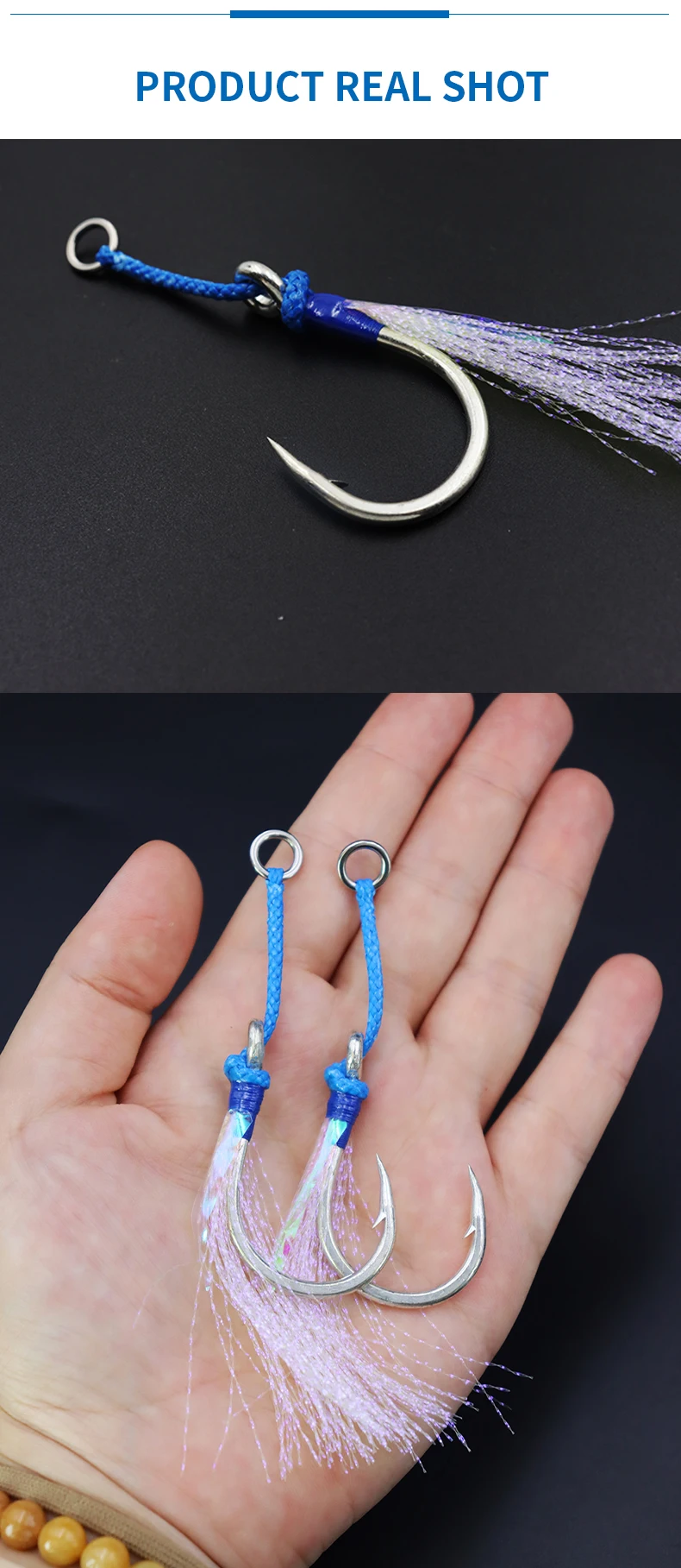 ZYZHE 2~3 Stück/Beutel JIG Assist Hook 1/0 # -11/0 # Hochfeste Jigging-Angelhaken Federhaken Salzwasser-Angelhaken Angelzubehör – Detail 9
