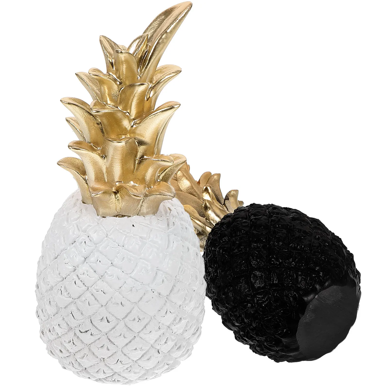 Pineapple Statue Set of 2 – Ceramic Fruit Sculpture for Home, Office & Desk Decor – Modern Tropical Decor
