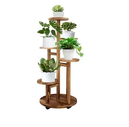 Support de plantes en bois à 3 niveaux T1, support de pots de fleurs multiples, présentoir de jardinière intérieure et extérieure pour la décoration de jardin