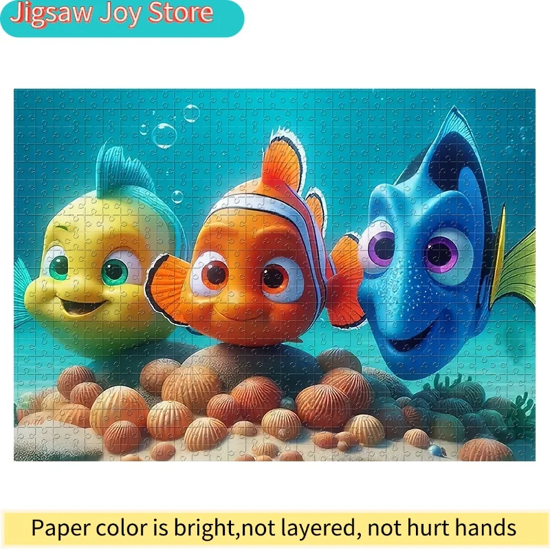 [مفتوح] لغز فسيفساء مسطح ثنائي الأبعاد مصنوع يدويًا يضم شخصيات كرتونية من فيلم البحث عن نيمو، بما في ذلك نيمو ودورى. هدية احتفالية،