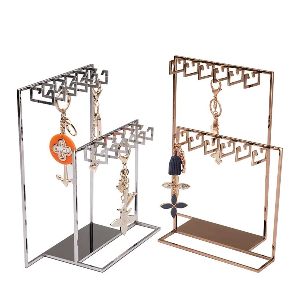 

Jewelry Rack Earrings Display Necklace Hanging Hook Stand Gold Silvery Stainless Steel Display Rack Metal Earring Storage Stand