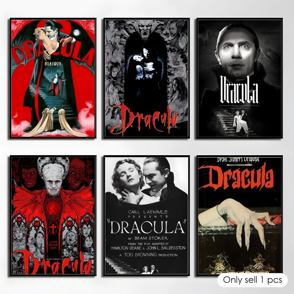 Retro Horrible Movie Dracula Poster Self Adhesive Wall Stickers Removable Room Decor Aesthetic Space Murals Fancy Gift