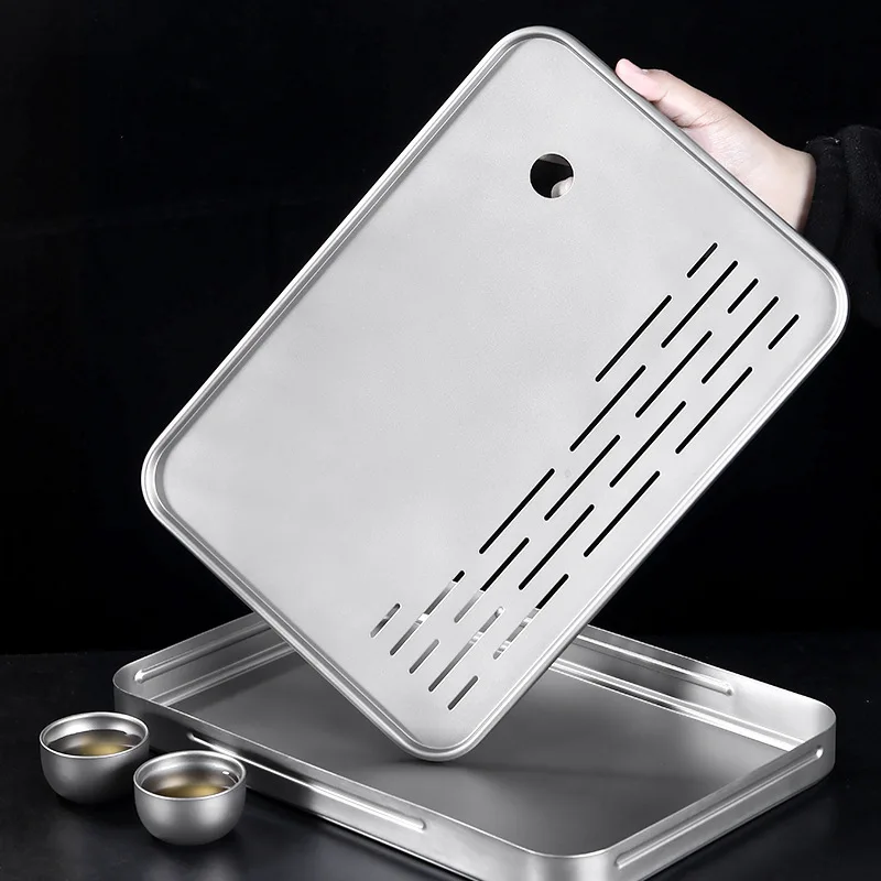 Ultralight Pure Titanium Outdoor Camping Tea Kit Portable Titanium Tea Sea Square Titanium Tea Tray Travel Teaware for Hiking