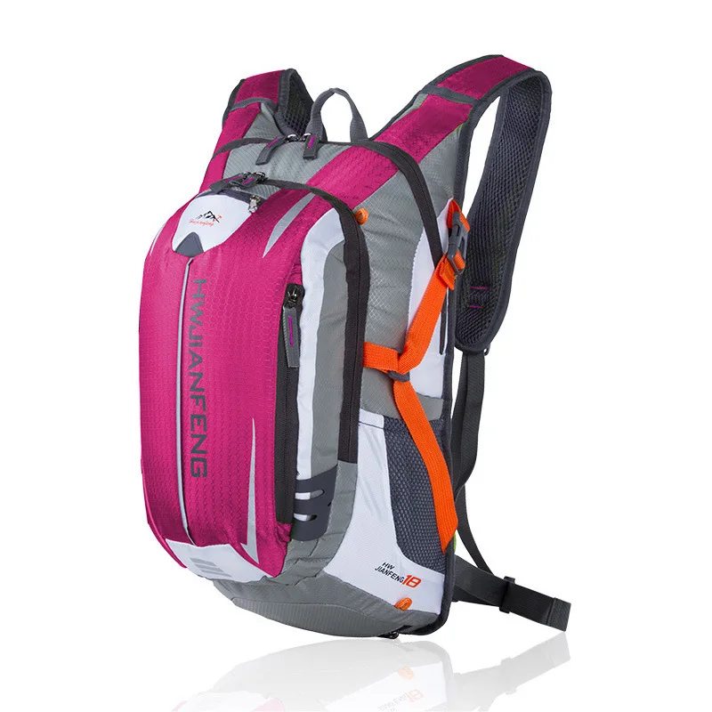 Zaino da esterno in poliestere impermeabile, borsa da ciclismo, zaino sportivo con striscia anti-luce notturna di sicurezza con blocco colore fitness