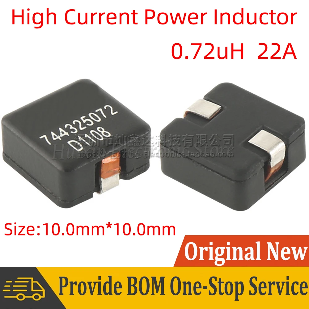 

5pcs 744325072 Molding Choke Inductance 0.72uH 22A High Current Shield Power Inductor Flat Copper Wire Low DC Resistance