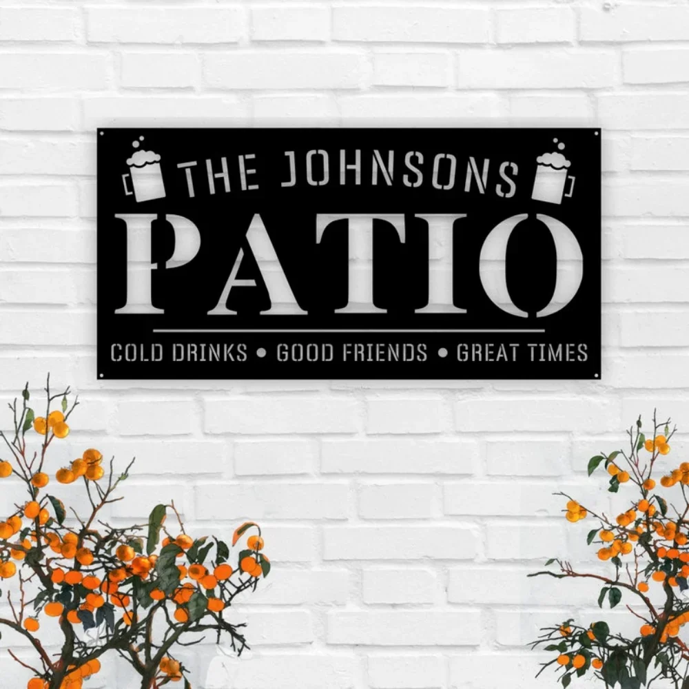 Personalized Family Name Patio Metal Sign with Welcome To The Patio and Established Date for Patio Outdoor Custom Wall Decor