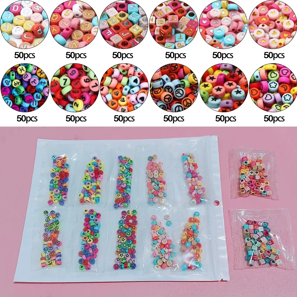 

300-1500PCS Acrylic Round A-Z Letter Beads Kits Loose Spacer Alphabet Beads for Jewelry Making DIY Bracelet Necklace Accessories