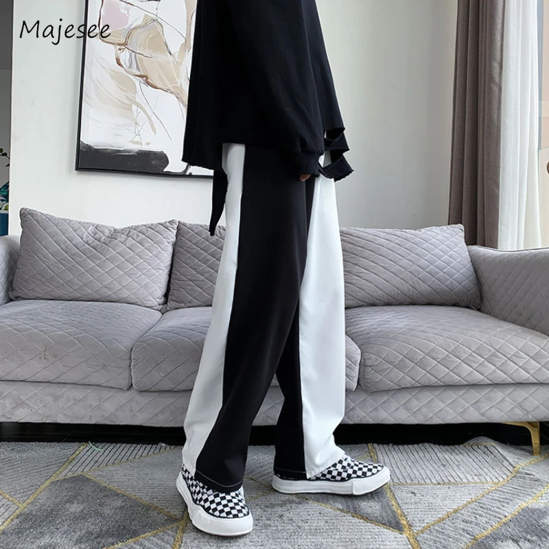 

Contrast Color Pants Man Handsome Vertical High Street Korean Style Straight Spliced Temperament Spring Autumn Teenagers Fashion