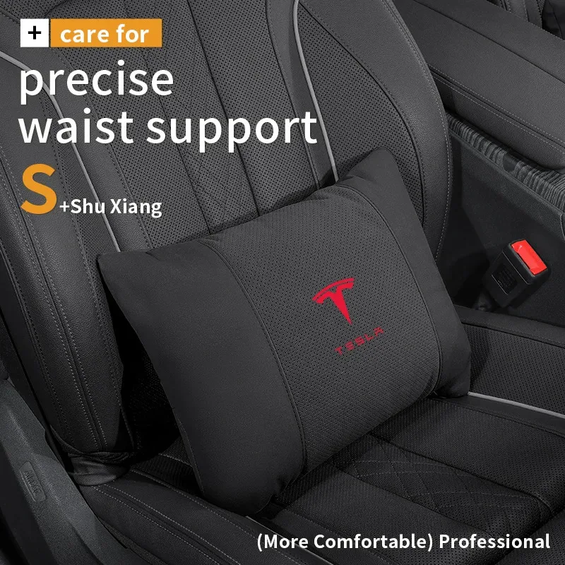 Car Suede Ventilate Headrest Neck Support Tesla Roadsrer Cybertruck Model 3 Model Y Model S Model X Seat Waist Cushion Pillow