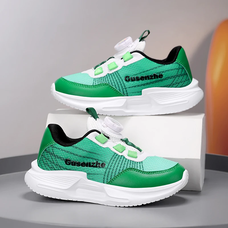 Knob Green Child Sneakers Breathable Mesh Sports Shoes For Boy Anti-Slip Lightweight Running Shoes Kids Trainers zapatillas nino