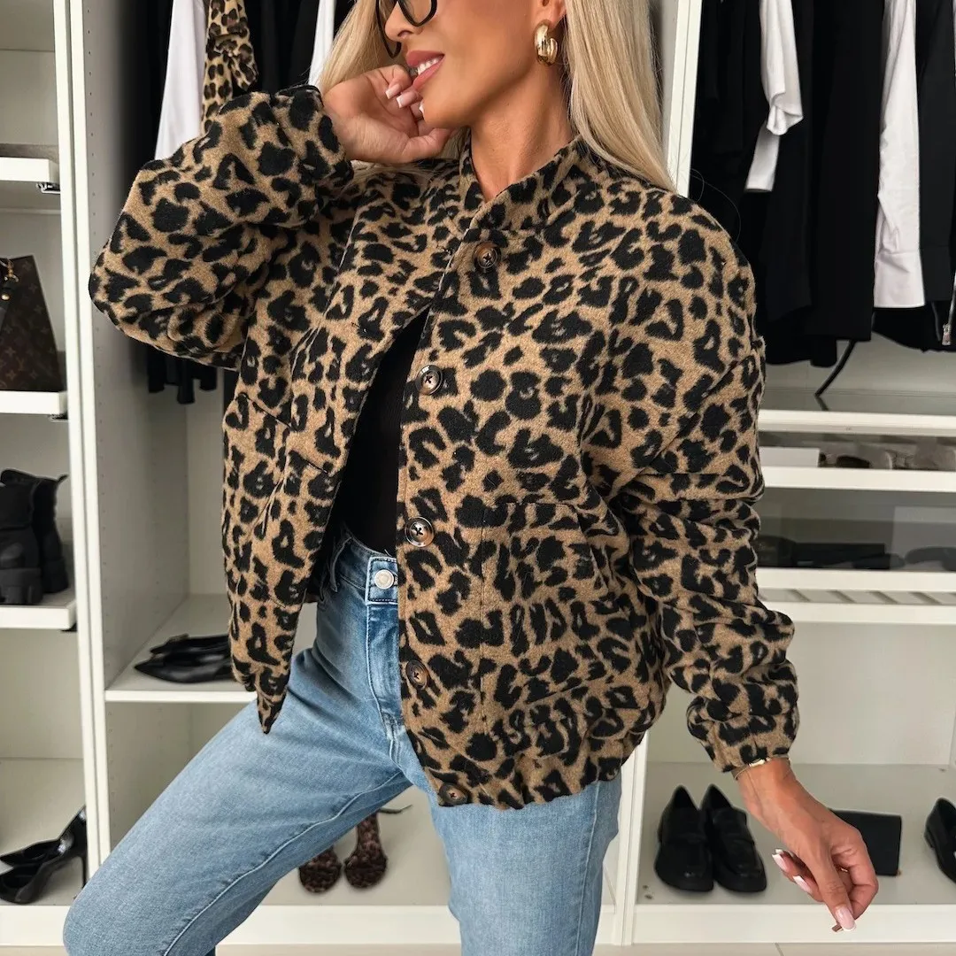 2025 Vintage Babes Leopard Print Jacket Women's New Loose Casual Jacket Design Sense Niche Top