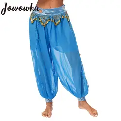 Women Belly Dance Harem Pants Halloween Carnival Festival Party Arabic Bellydance Costume Chiffon Plastic Beads Tassels Bloomers