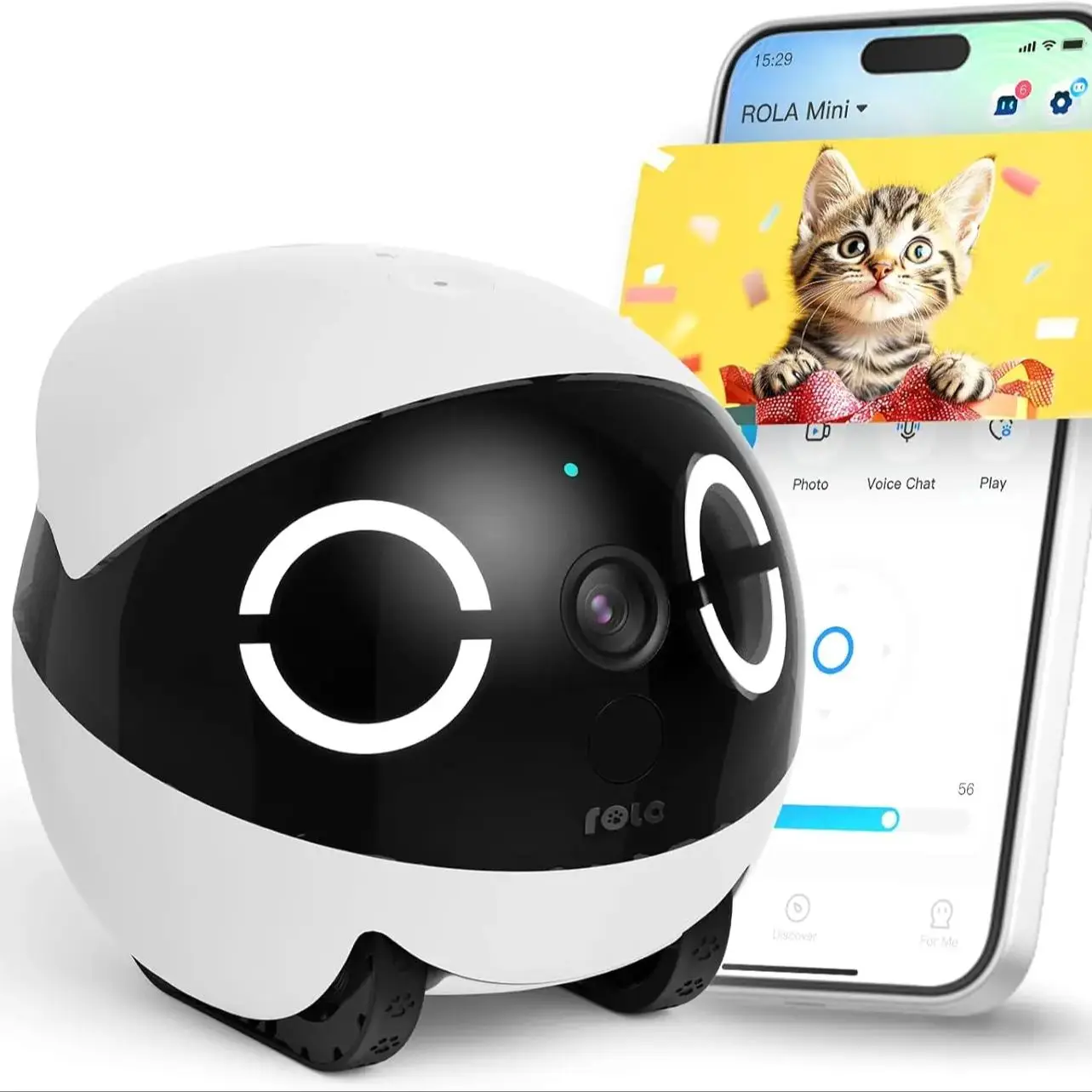 Enabot ROLA Mini Intelligent Pet Robot Camera | Mobile Pet Camera,Two-Way Call, Night Vision, Motion Detection