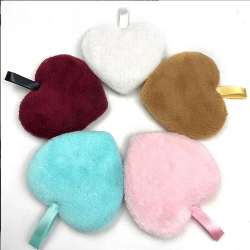 Reusable Makeup Remover Pads Wipes Love heart shape Microfiber Make Up Removal Sponge Cotton Cleaning Pads Tool