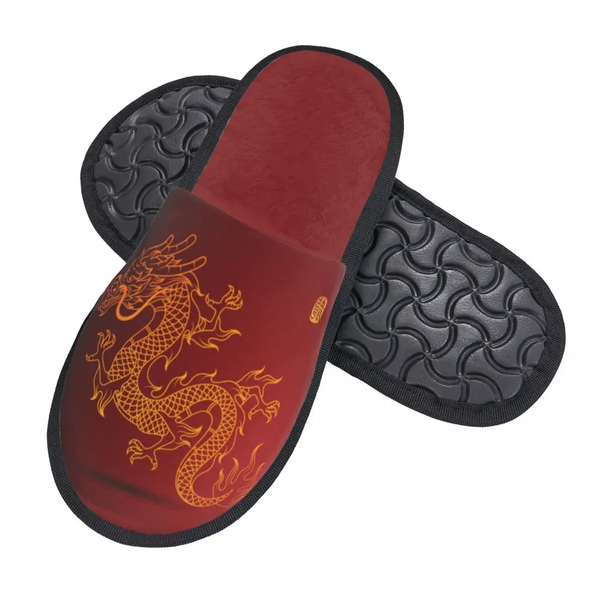 Home Slippers Indoor Bedroom Slipper Dragon Print Flip Flops Autumn Winter Furry Plush Shoes