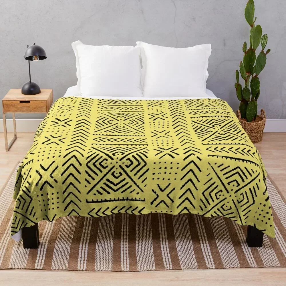 

Line Mud Cloth // Yellow Throw Blanket Plush manga Blankets