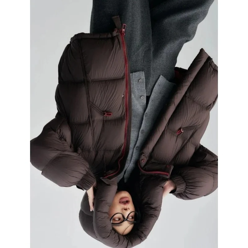 

Модная зимняя новинка: утепленная короткая хлопковая куртка с капюшоном для женщин, роскошный пуховик с эффектом облачности, модная утолщенная парка.