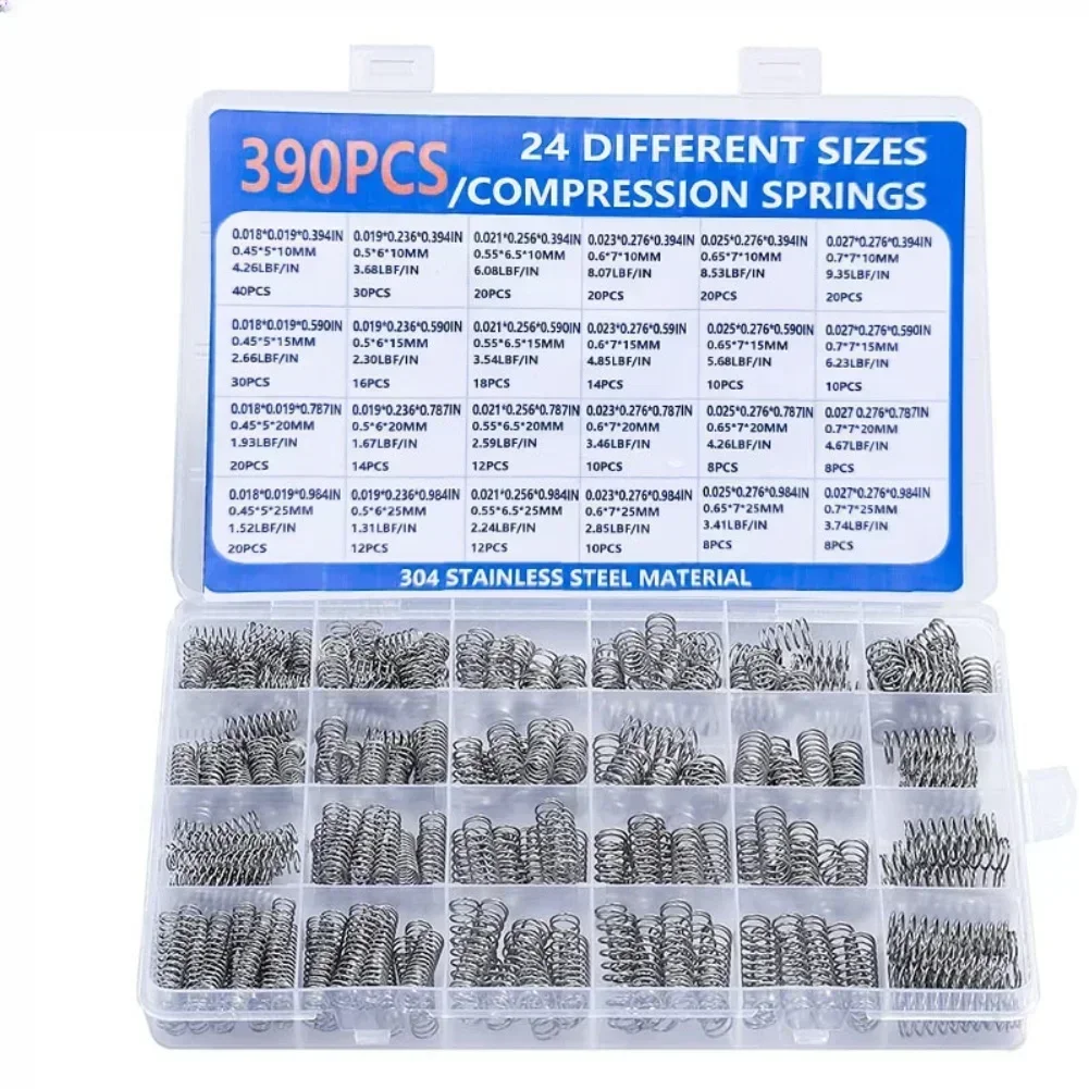 Compression Springs Assortment 390 420 Pcs Stainless Steel Small Springs Kit for Bikes Doors Cars and Projects