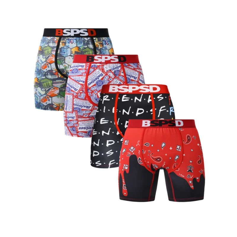 

4Pcs Sexy Men Boxers Underwear Breathable Man Underpants Print Boxershort Plus Size S-XXL Mens Panties Trunks Men's Boxer Briefs