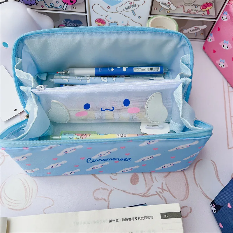 Sanrio Anime Lớn Dung Tích Đựng Kawaii Cinnamoroll Mỹ Giai Điệu Trường Túi Đựng Hoạt Hình Hộp Đồ Dùng Văn Phòng Phẩm Bán Buôn