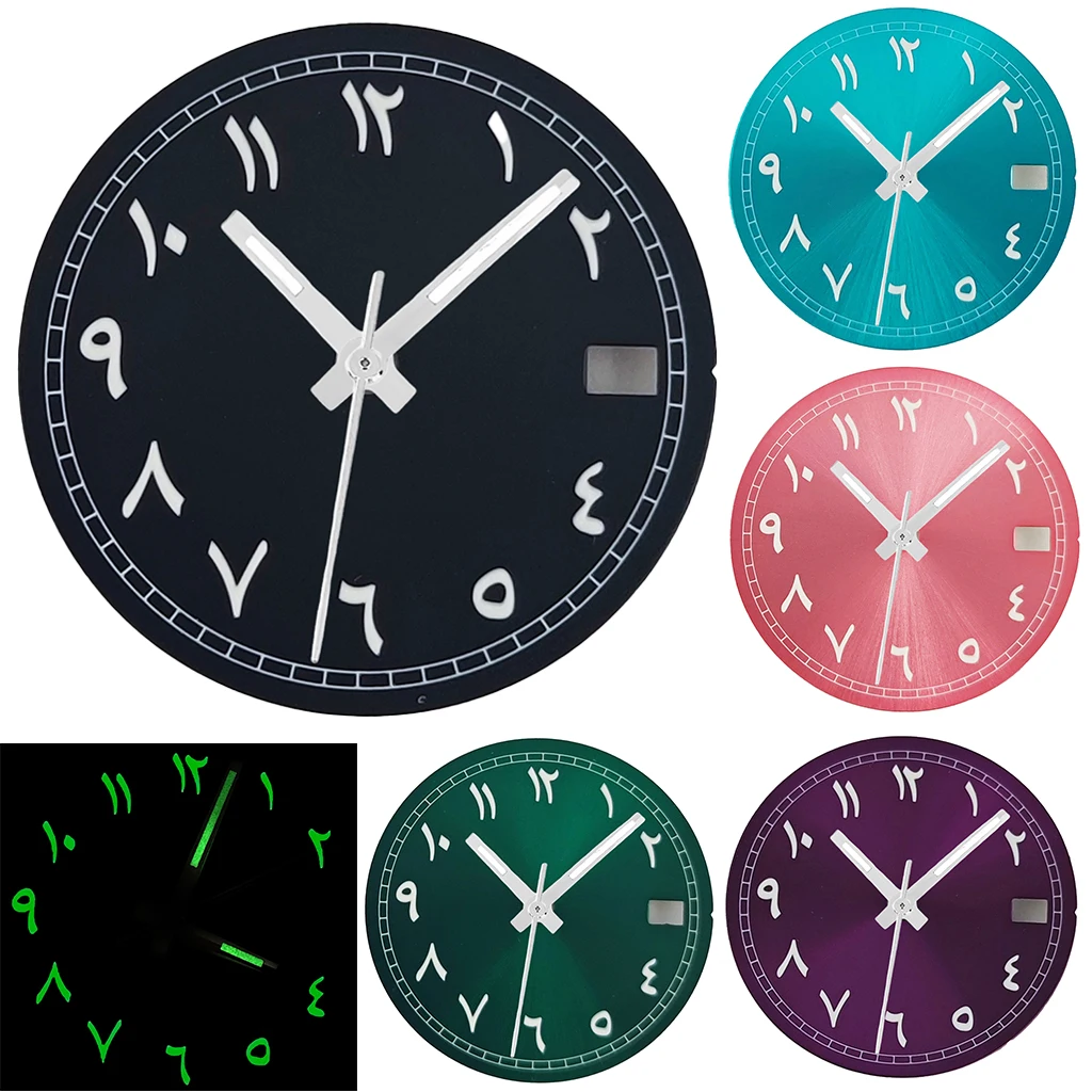 

29mm Black, Green, Purple, Arabic Numeral Dial, Green Night Light Suitable For NH35/NH36 Automatic Movement Watch Accessories