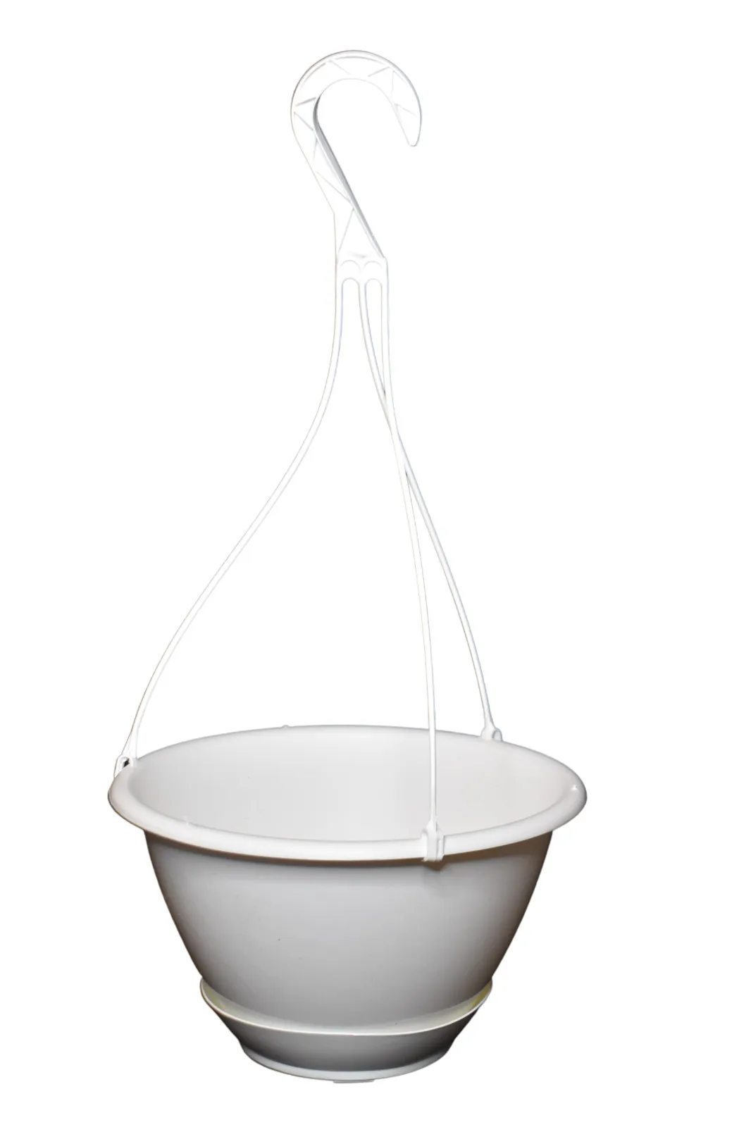 

8" White Plastic Hanging Basket with Saucer- Set of 5