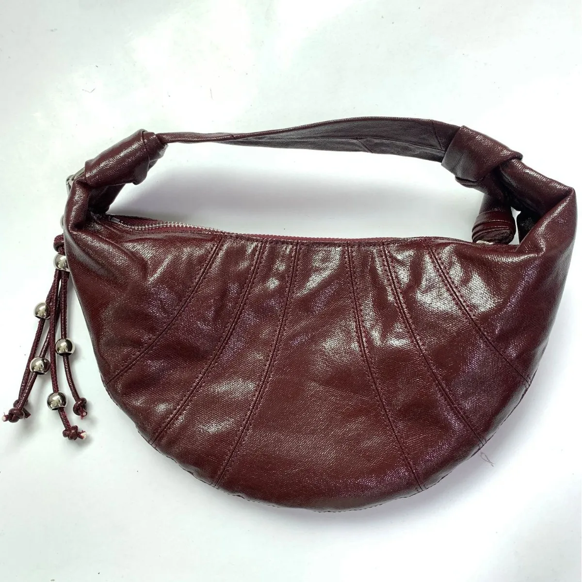 

Новинка 2024 года, льняная сумка с завязками рога, высокая версия, круассанная сумка, женская сумка через плечо с клецками