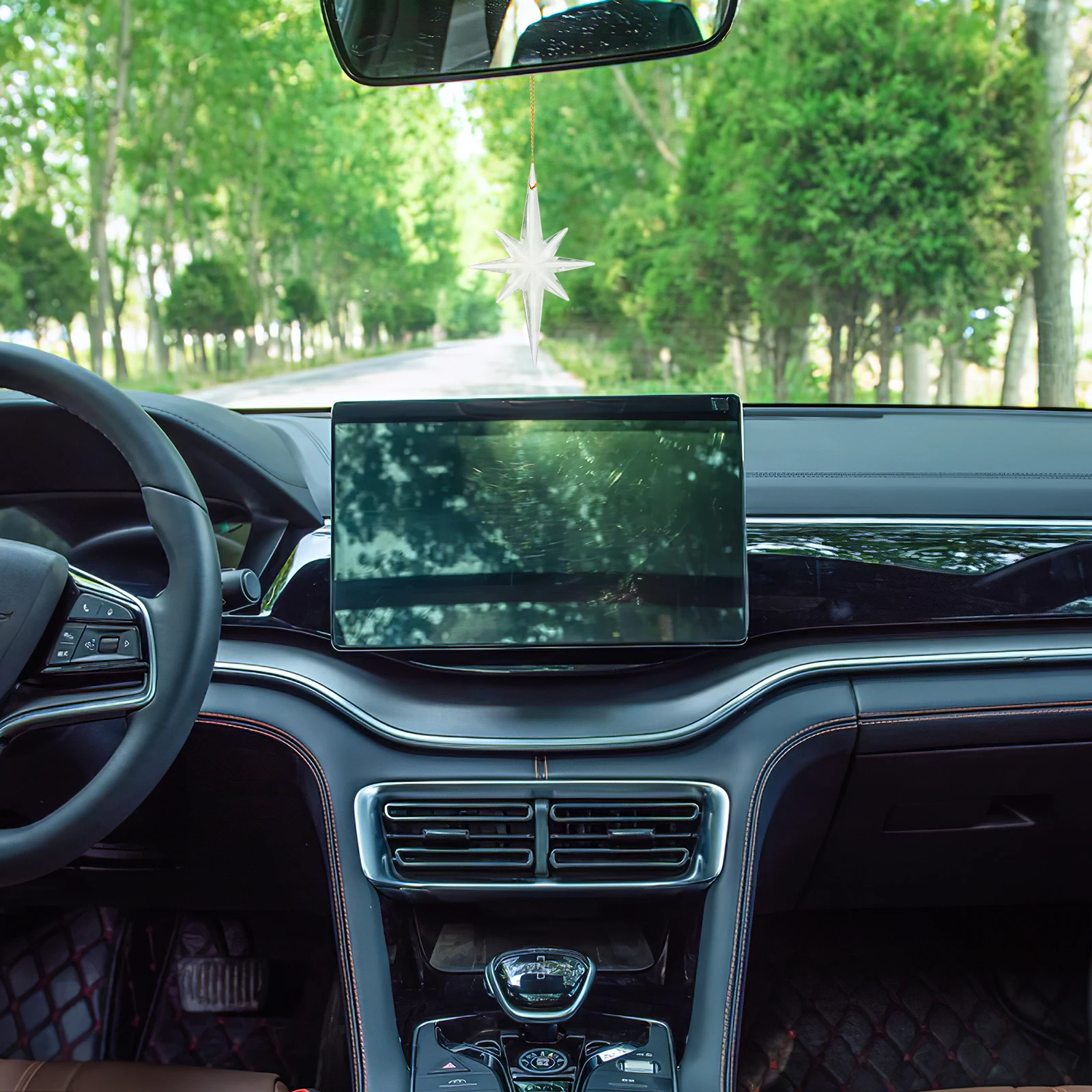 

6pcs Acrylic Octagonal Star Xmas Hanging Ornament Christmas Tree Decor Pendants For Holiday Party Home Office Decoration