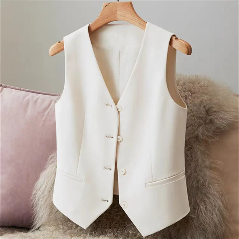 New Elegant OL Waistcoat V Neck Single Breasted Formal Business Waistcoat Vest Woman\'s Fashion Vest Red Vintage Waistcoat