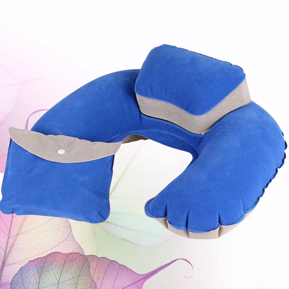 Almohada inflable para siesta, cojín para el cuello de viaje para adultos, avión para dormir al aire libre, almohadas en forma de U, reposacabezas para uso doméstico