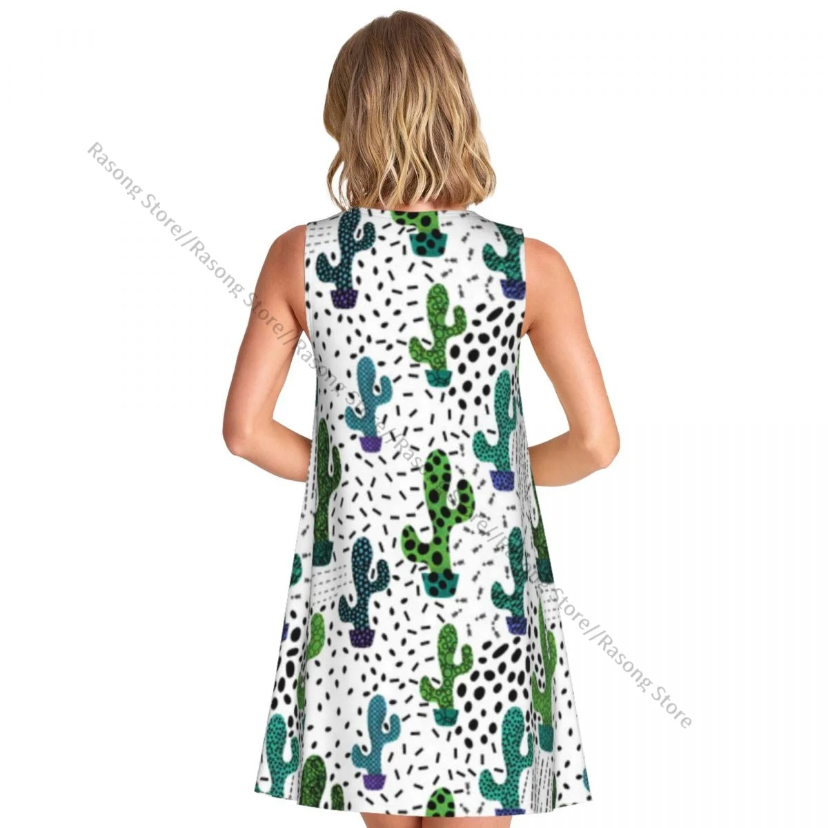 Damesjurk Abstract Bloemen Cactus Patroon Zomer Casual T-shirt Strand Cover-up Tankjurk