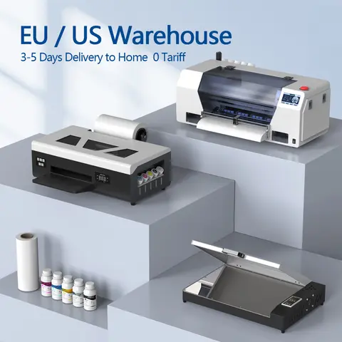 EU US Stock A3 A3 DTF Printer with XP600 L805 Printhead  Auto-Cleaning High-Speed T-Shirt Printing Machine with Shaker Oven