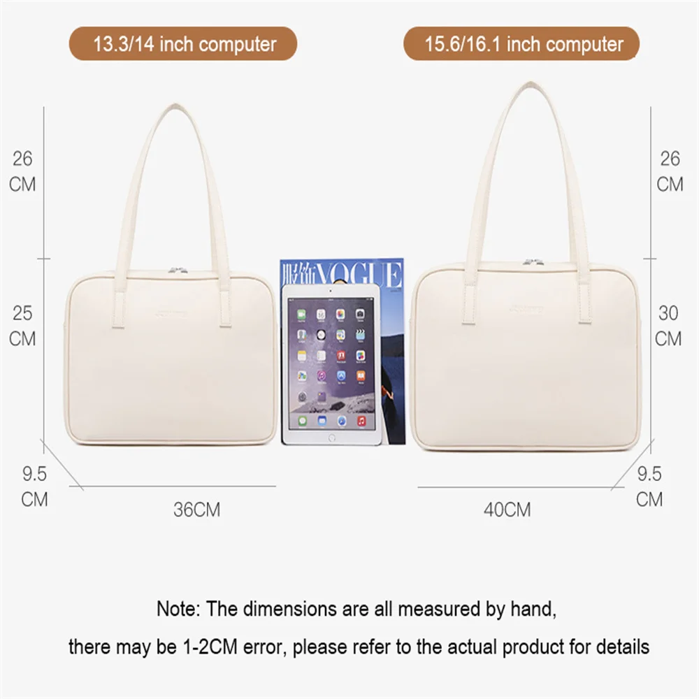 Fashion Casual Laptop Bag 13.3 14 15.6 Inch PU Leather Simple Handbags Shoulder Bag Women Waterproof Cute Notebook Macbook Case