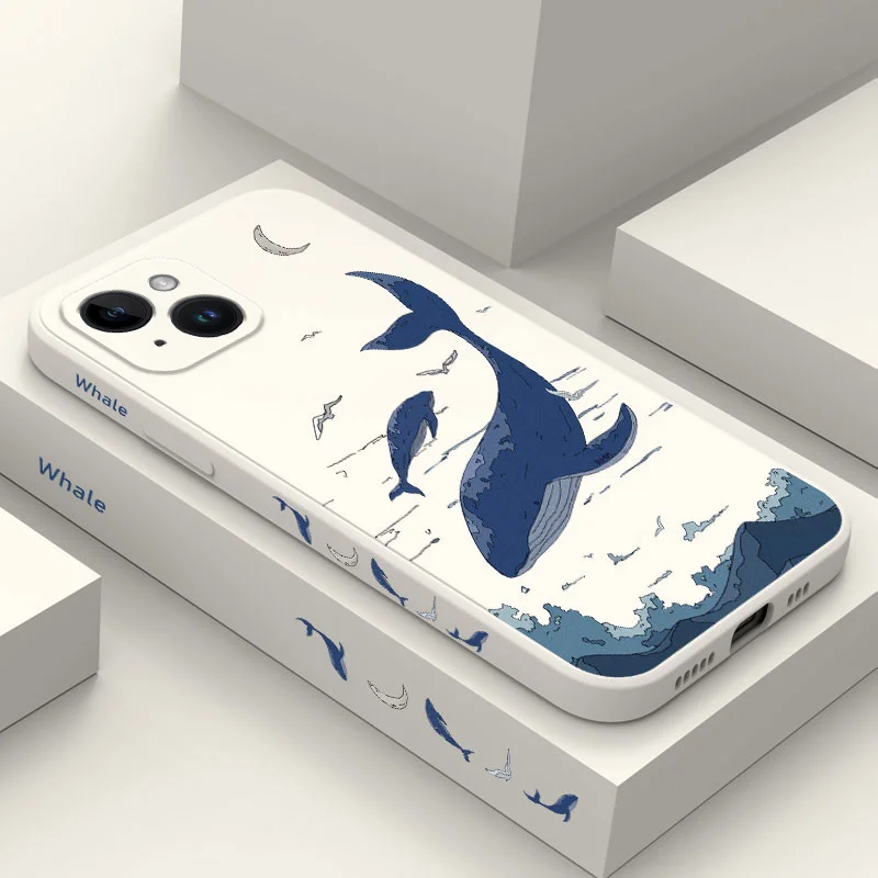 Fantasy Whale Phone Case For iPhone 15 14 13 12 11 Pro Max Mini X XR XS SE2020 8 7 Plus 6 6S Plus Cover