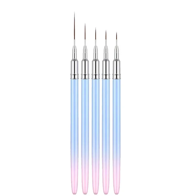 Pennelli per nail liner rosa Pennello per nail art in gel Pennello per pittura per smalto per unghie Set di pennelli per design per nail art Penna da disegno per gel