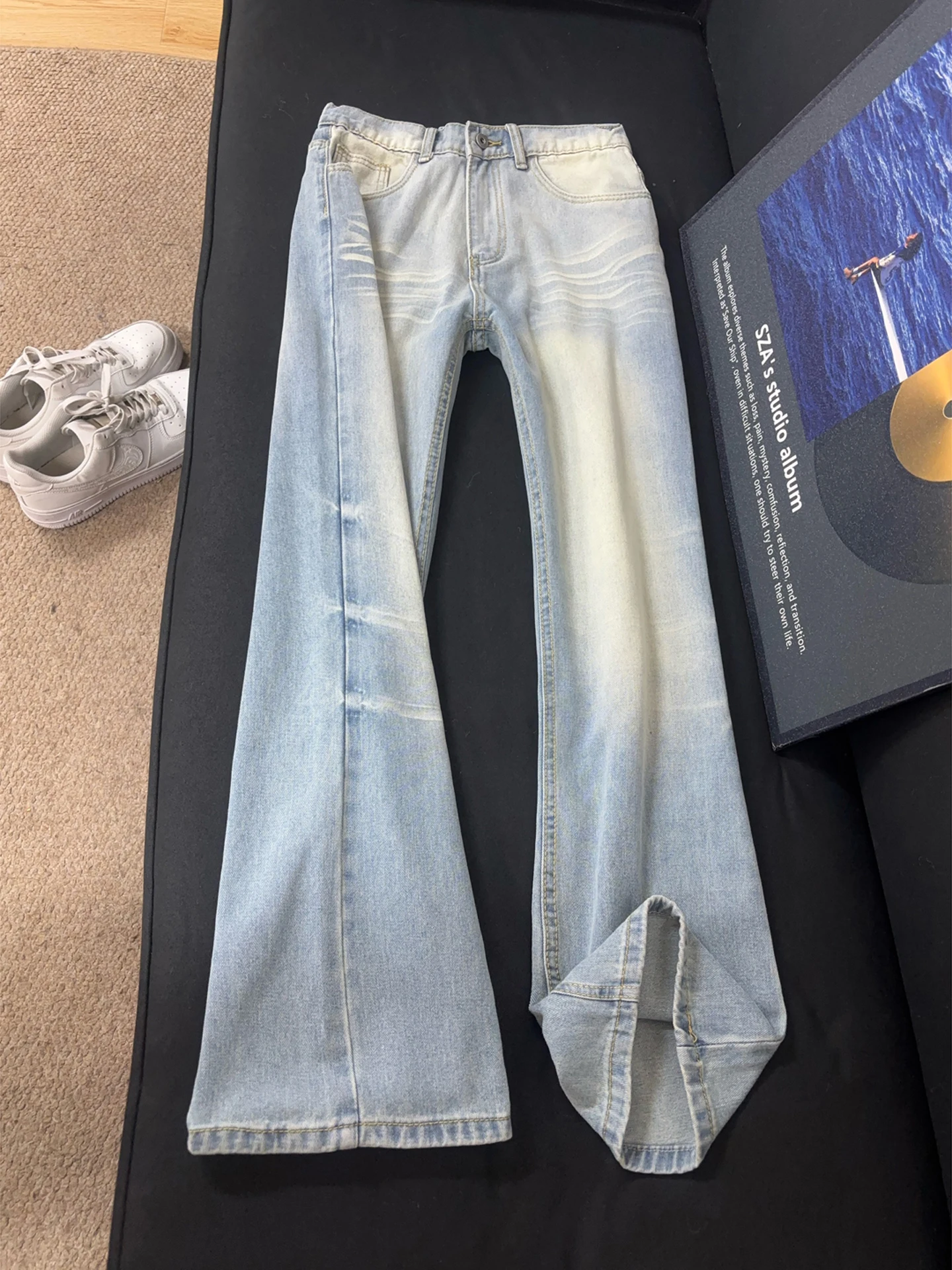 

Cleanfit Light Blue Men's Jeans Straight Leg Loose Fit American Sle High Street Long Pants Retro Denim Pants