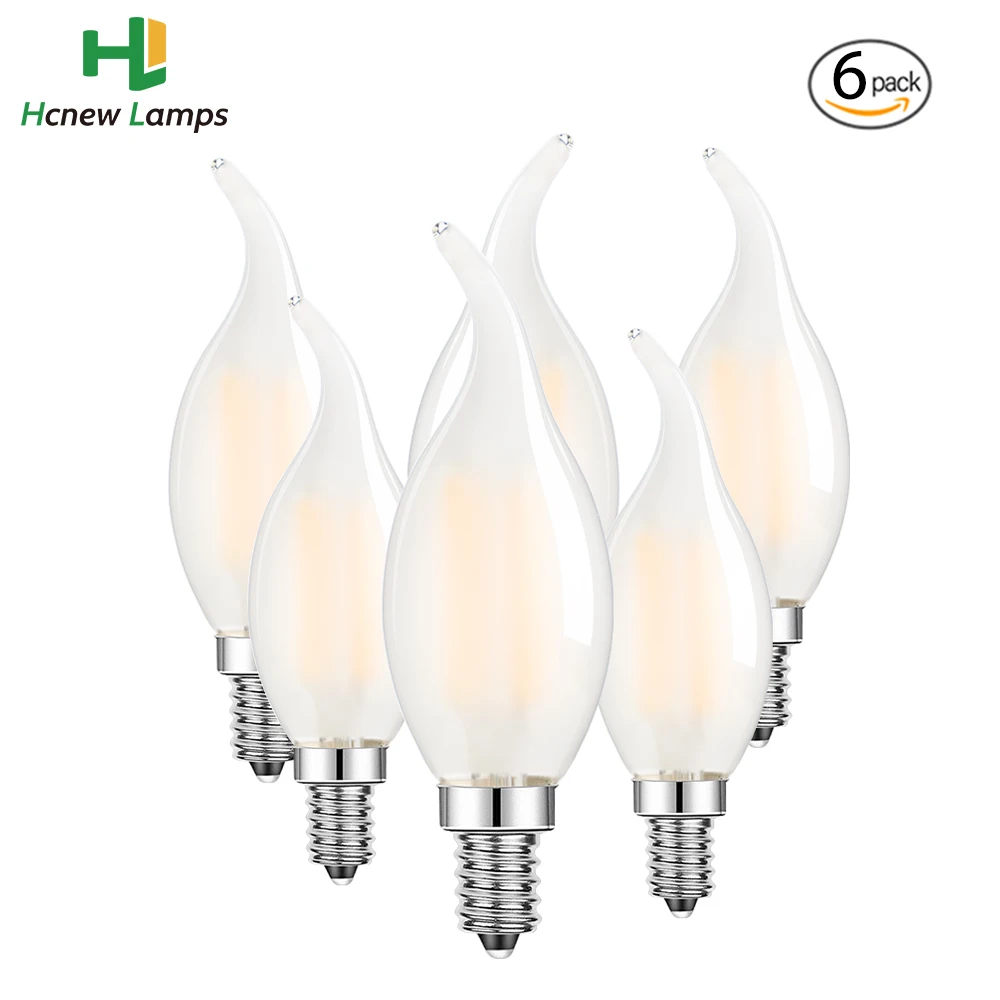 

6PCS Led Dimmable Candle light C35 Frosted E14 6.5W Frosted Chandelier Replacement Filament Bulbs Lamp For Chandelier Lighting