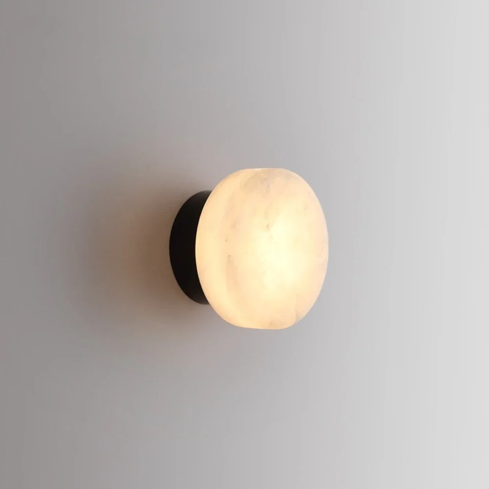 Lampada da parete moderna in ottone con testiera da comodino in marmo naturale spagnolo a LED, portico, soggiorno, sfondo, parete, hotel, scala, corridoio