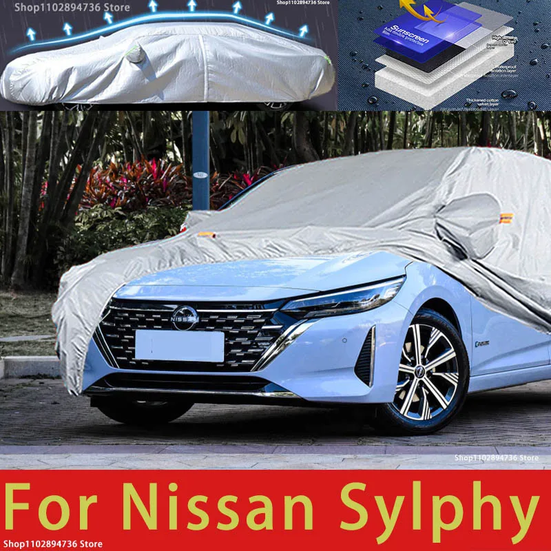 

For Nissan Sylphy Outdoor Protection Full Car Cover Snow Covers Sunshade Waterproof Dustproof Exterior Car accessories