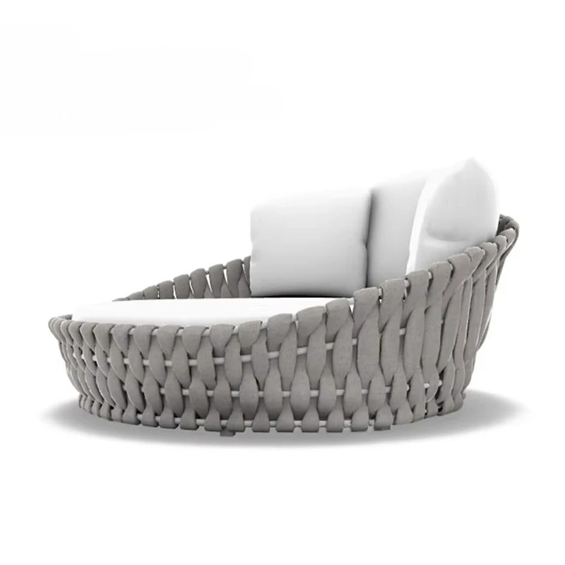 

Outdoor Furniture Garden Sofa Pool Rattan Beds Round Patio Couch Wicker White Hotel Rope Daybed Lounge Chair Sun Lounger Day Bed