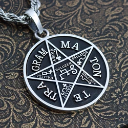 Solomon Pentagram Seal Rune Amulet 925 sterling silver necklace mascot pendant