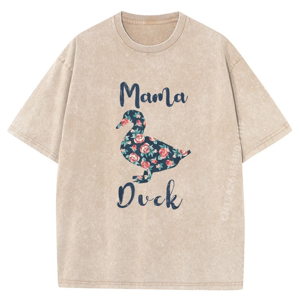 

Рубашка «Мама-утка» для женщин, забавный подарок на день матери, футболка большого размера, уличная мужская стираная одежда в стиле панк